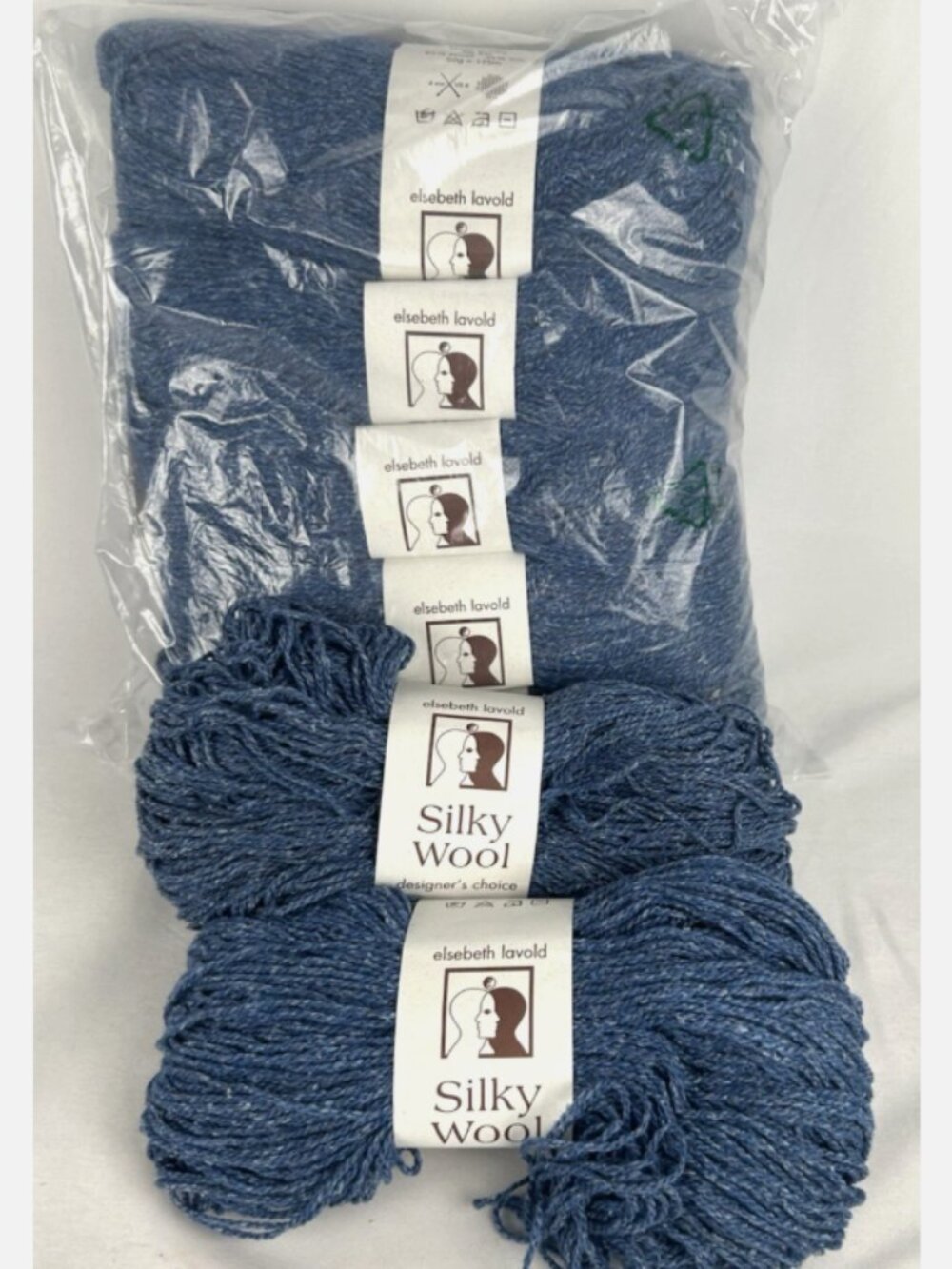 Elsebeth Lavold Silky Wool Yarn Blue Lot Of 12 65% Wool 35% Silk 50g NEW